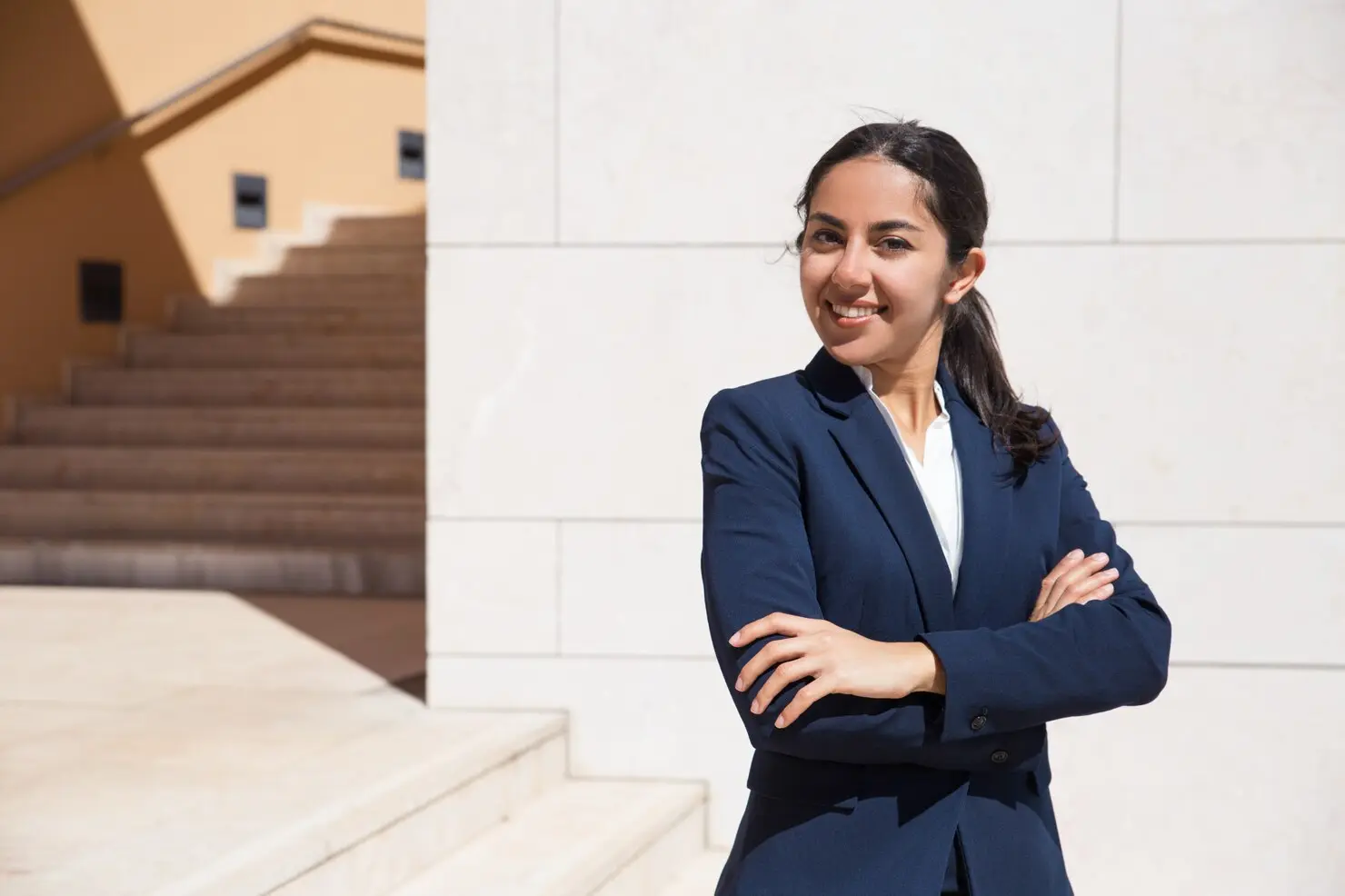 rofessional outdoor portrait of woman in formal attire. Portrait photography by Kochi freelance photographer.